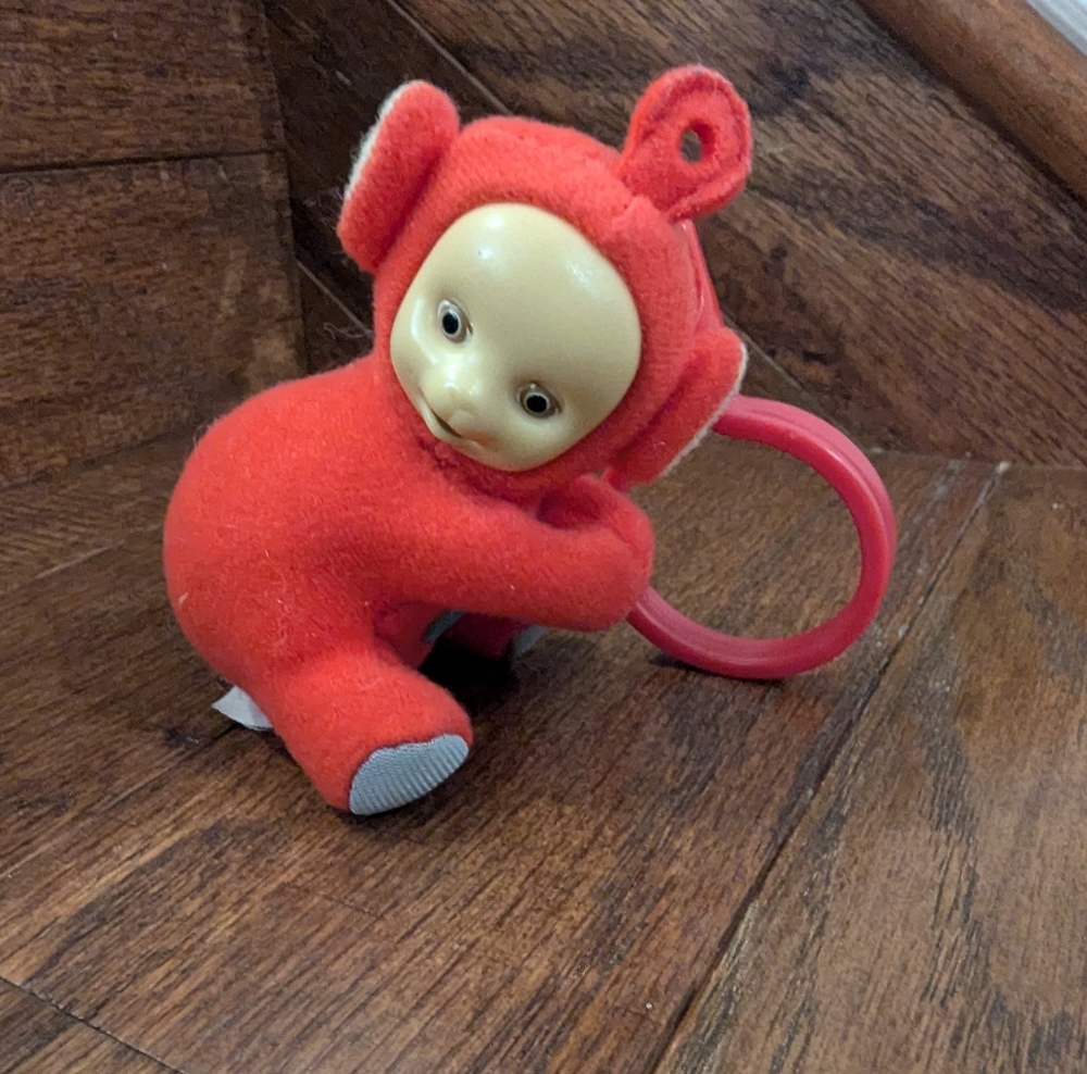 vintage Teletubbies Keychain Backpack 4” Plush Clip Laa Laa & Po Tinky Winky - Picture 10 of 13